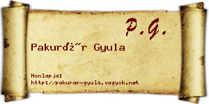 Pakurár Gyula névjegykártya